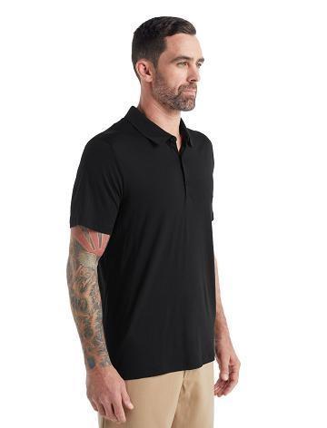 T Shirts Icebreaker Merino Tech Lite II Corta Sleeve Polo Homme Noir | FR 1161NWYB